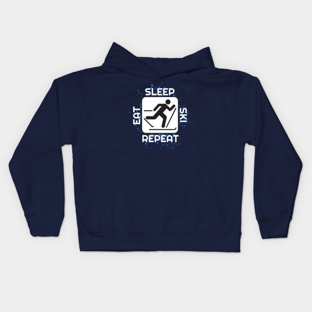 Eat Sleep Ski Repeat T-Shirt and Apparel For Skiers Kids Hoodie by PowderShot